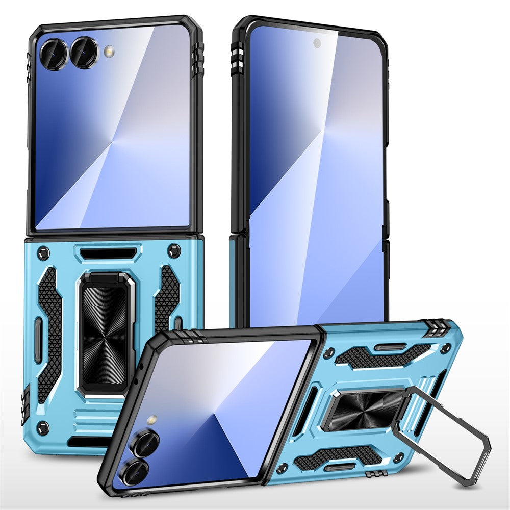 For Samsung Galaxy Z Flip7 5G Case Kickstand Slide Lens Lid PC + TPU Drop - Baby Blue