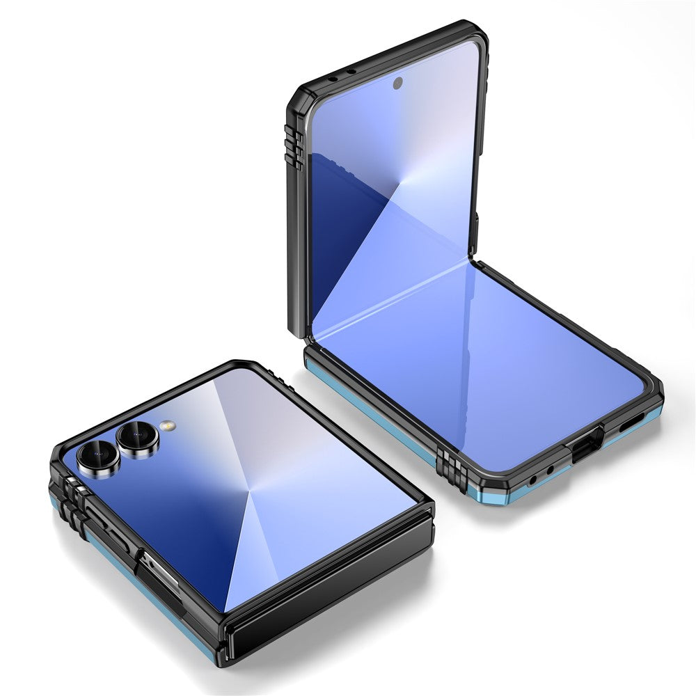For Samsung Galaxy Z Flip7 5G Case Kickstand Slide Lens Lid PC + TPU Drop - Baby Blue