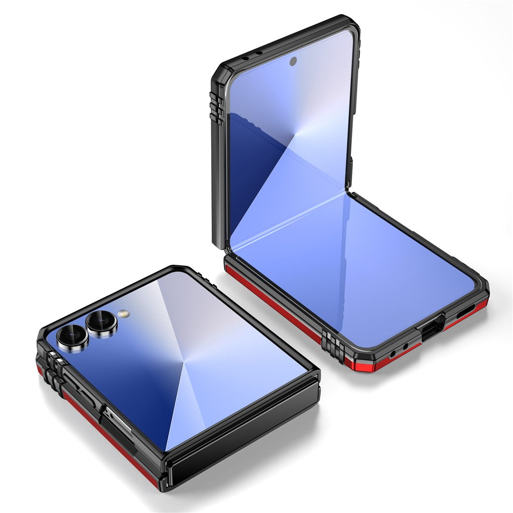 For Samsung Galaxy Z Flip7 5G Case Kickstand Slide Lens Lid PC + TPU Drop - Red