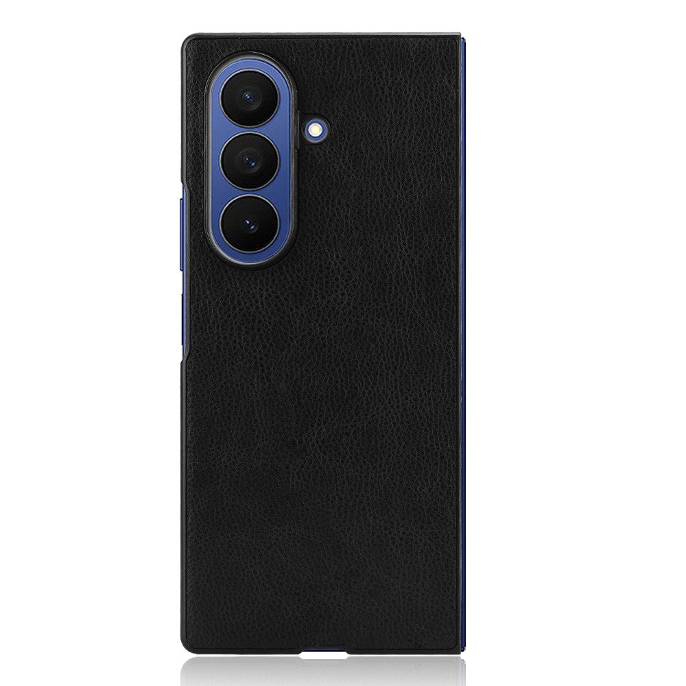 For Samsung Galaxy Z Fold7 5G Case Litchi Texture PU Leather + PC Phone Cover - Black