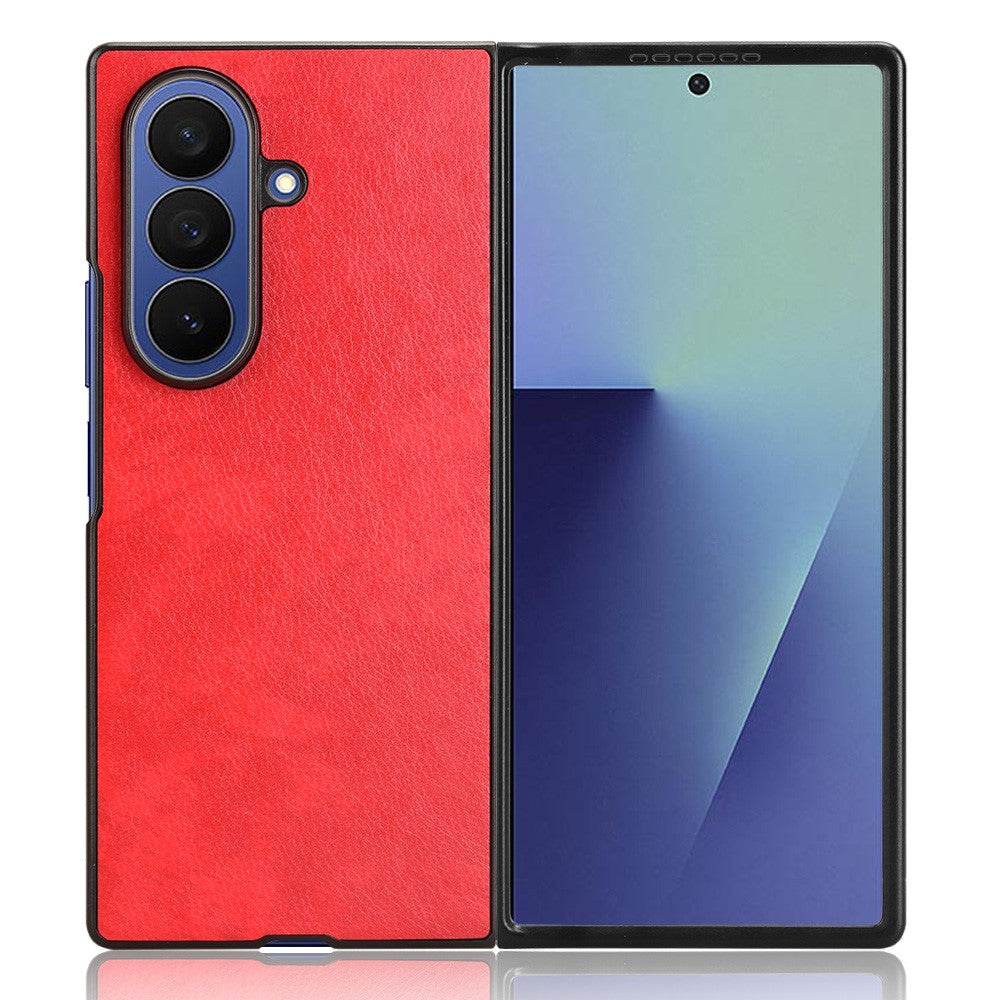 For Samsung Galaxy Z Fold7 5G Case Litchi Texture PU Leather + PC Phone Cover - Red