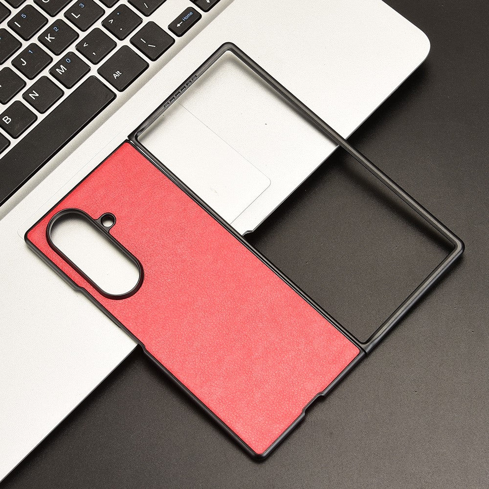 For Samsung Galaxy Z Fold7 5G Case Litchi Texture PU Leather + PC Phone Cover - Red