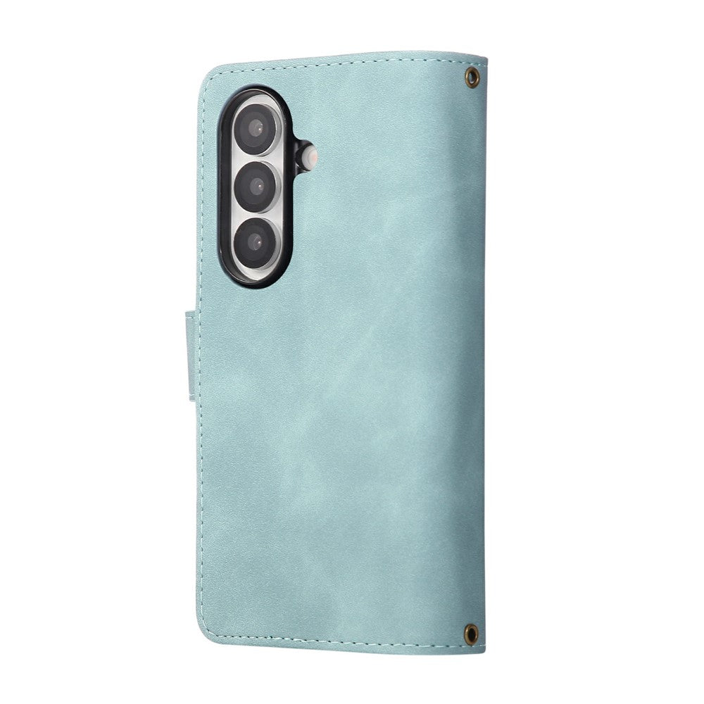 For Samsung Galaxy Z Fold7 5G Case Zipper Wallet Leather Phone Cover with Shoulder Strap - Baby Blue