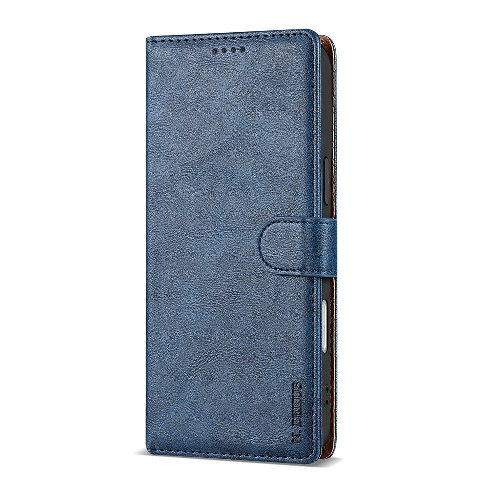 N.BEKUS CSJ-001 For iPhone 17 Pro Max Stand Case PU Leather Wallet Phone Cover - Blue