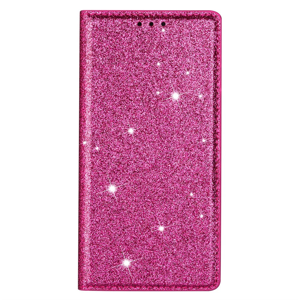 For iPhone 17 Pro Max Case Glittery PU Leather + TPU Card Slot Phone Cover - Rose