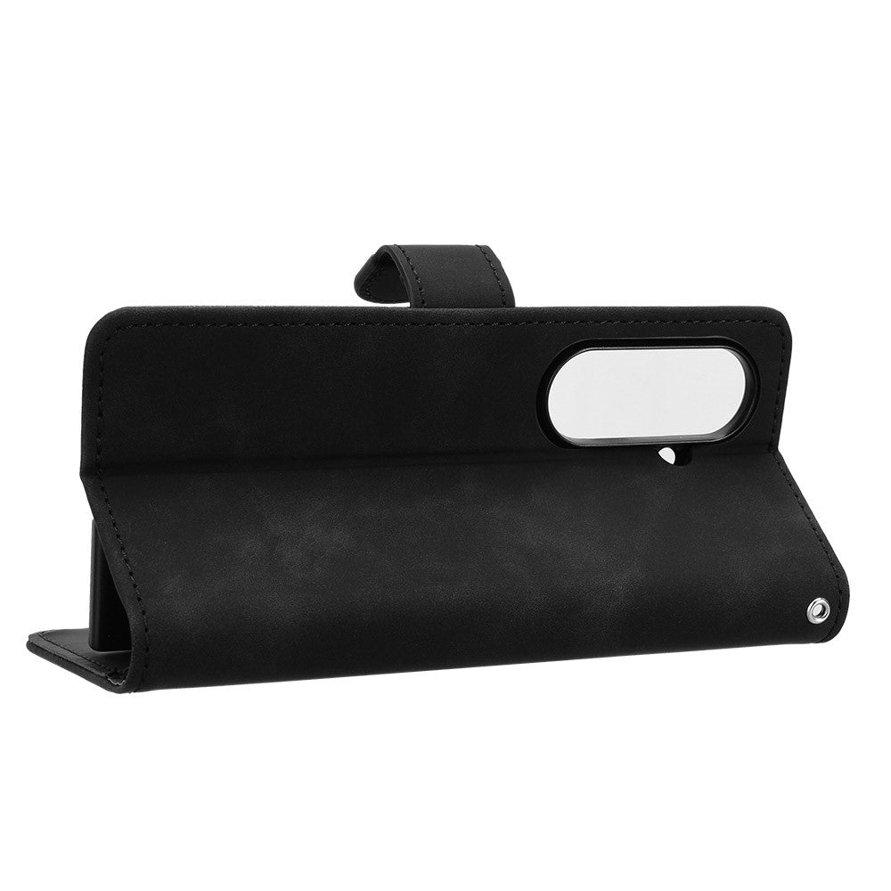 For Samsung Galaxy Z Fold7 5G Leather Case Skin Feel Anti Drop Wallet Flip Phone Cover - Black