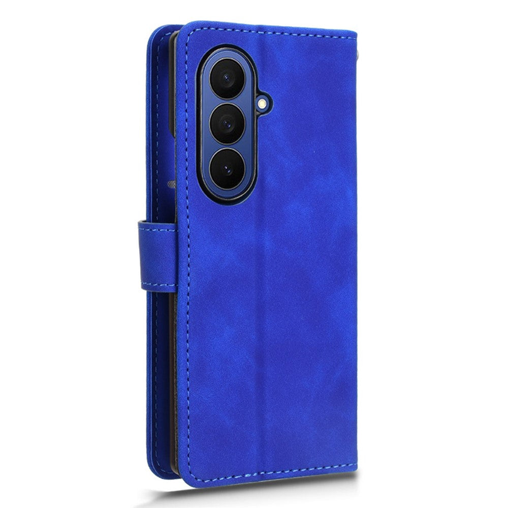 For Samsung Galaxy Z Fold7 5G Leather Case Skin Feel Anti Drop Wallet Flip Phone Cover - Blue