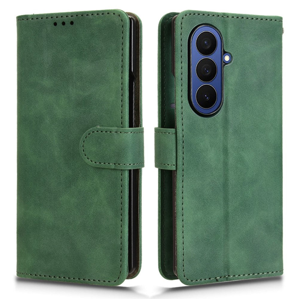 For Samsung Galaxy Z Fold7 5G Leather Case Skin Feel Anti Drop Wallet Flip Phone Cover - Green