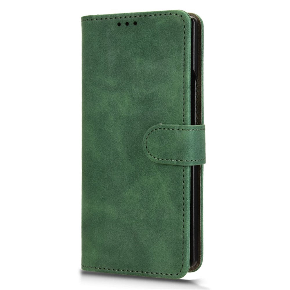 For Samsung Galaxy Z Fold7 5G Leather Case Skin Feel Anti Drop Wallet Flip Phone Cover - Green