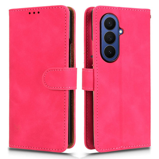 For Samsung Galaxy Z Fold7 5G Leather Case Skin Feel Anti Drop Wallet Flip Phone Cover - Rose
