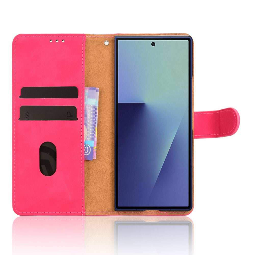 For Samsung Galaxy Z Fold7 5G Leather Case Skin Feel Anti Drop Wallet Flip Phone Cover - Rose
