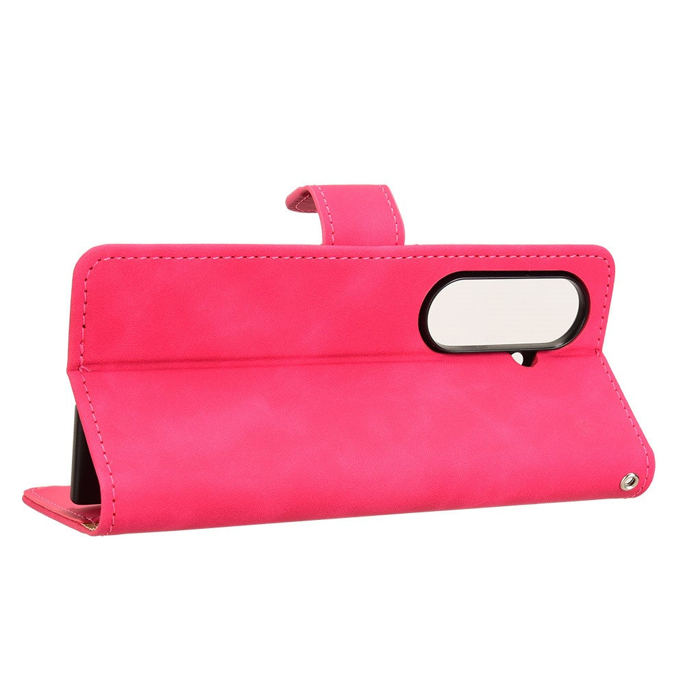 For Samsung Galaxy Z Fold7 5G Leather Case Skin Feel Anti Drop Wallet Flip Phone Cover - Rose