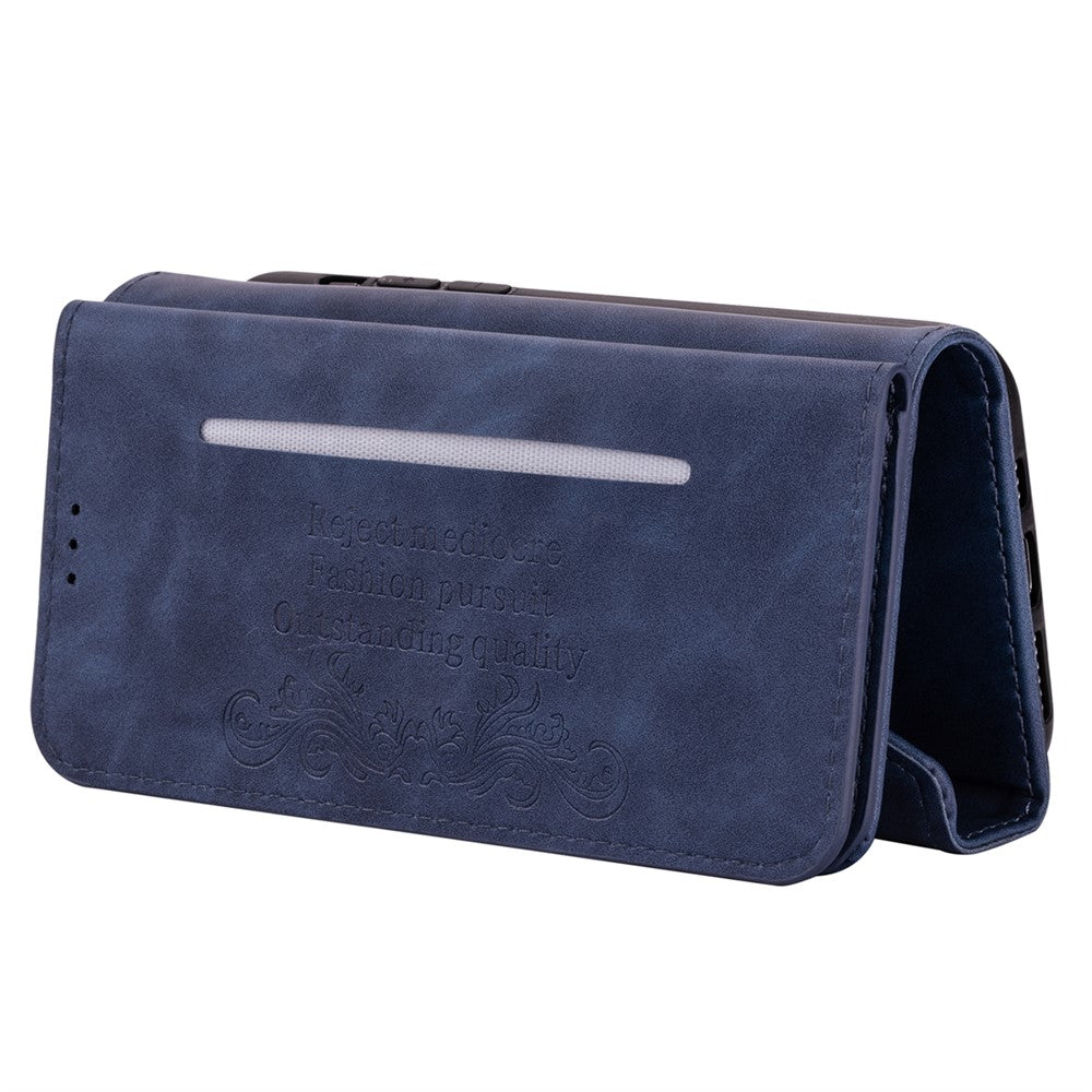 N.BEKUS For iPhone 17 Pro Max Cases Skin-Touch Leather Wallet Phone Cover with Straps - Blue