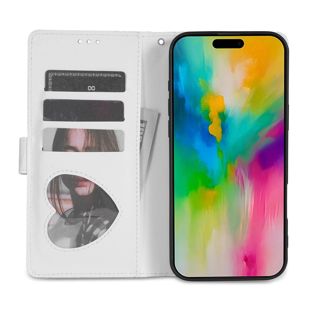 For iPhone 17 Pro Max Stand Case Glitter Phone Leather Cover Zipper Pocket - Silver