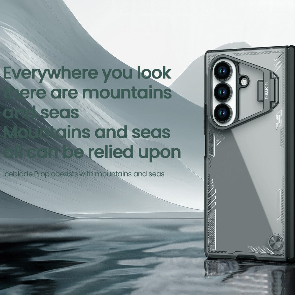 NILLKIN Iceblade CamProp For Samsung Galaxy Z Fold7 5G Case Lens Frame Kickstand PC + TPU Phone Cover