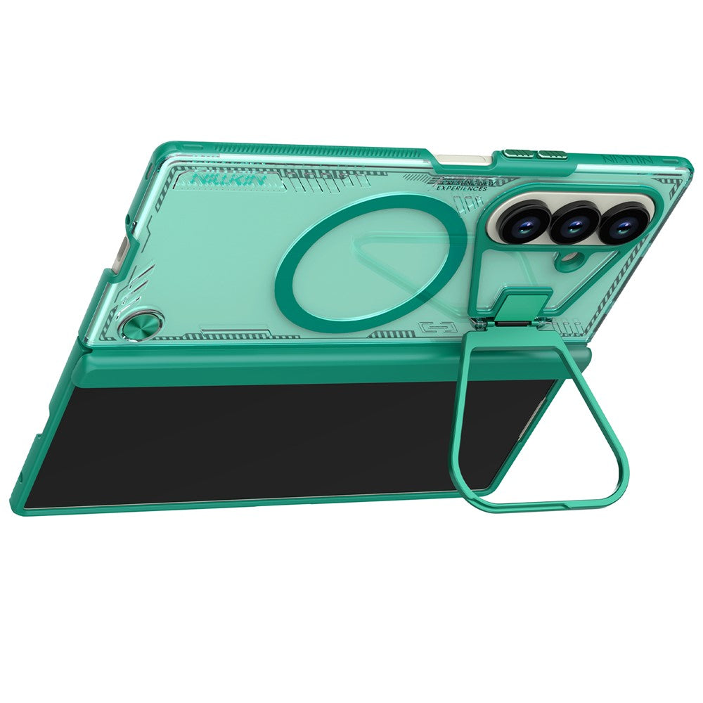 NILLKIN Iceblade CamProp For Samsung Galaxy Z Fold7 5G Case Compatible with MagSafe Lens Frame Kickstand PC + TPU Phone Cover - Green