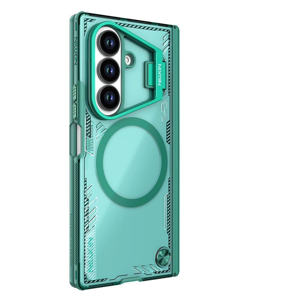 NILLKIN Iceblade CamProp For Samsung Galaxy Z Fold7 5G Case Compatible with MagSafe Lens Frame Kickstand PC + TPU Phone Cover - Green