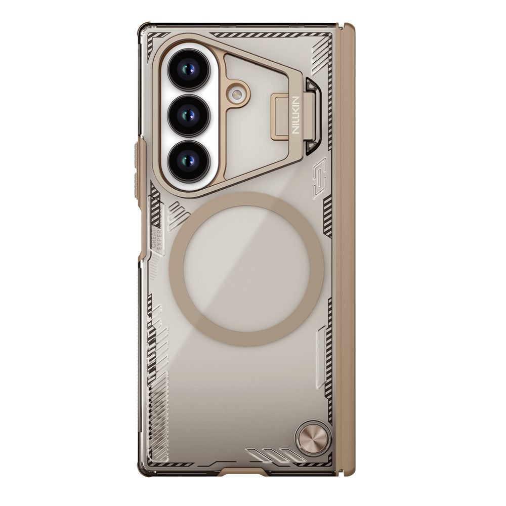 NILLKIN Iceblade CamProp For Samsung Galaxy Z Fold7 5G Case Compatible with MagSafe Lens Frame Kickstand PC + TPU Phone Cover - Gold