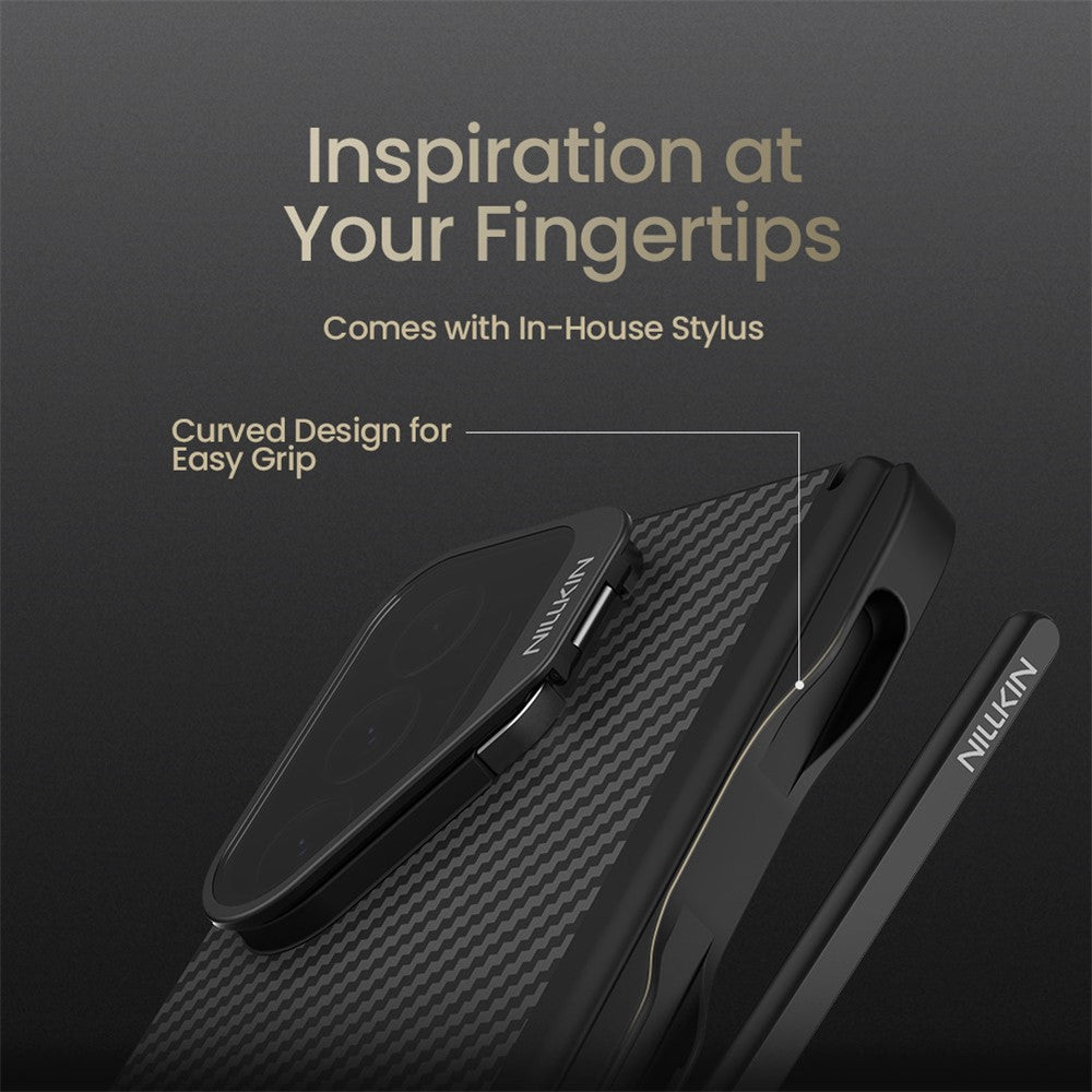 NILLKIN CarboProp For Samsung Galaxy Z Fold7 5G Magnetic Case Clear Black Lens Lid Aramid Fiber Phone Cover with Stylus Pen