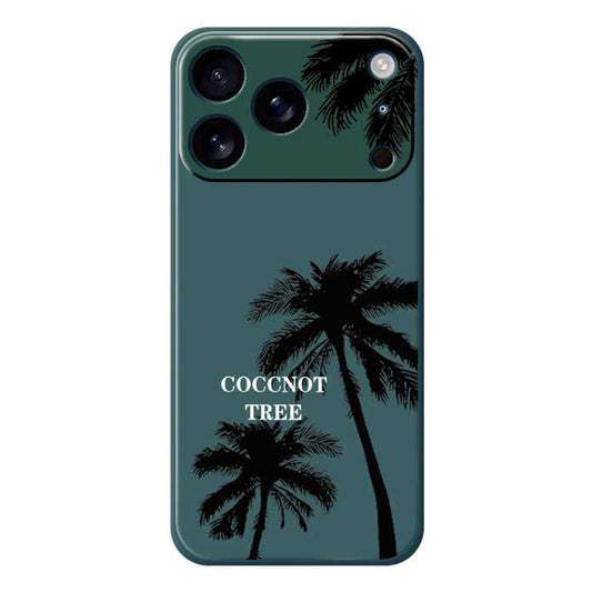 For iPhone 17 Pro Max Case Coconut Tree Pattern Printing Straight Edge TPU Phone Back Cover - Green