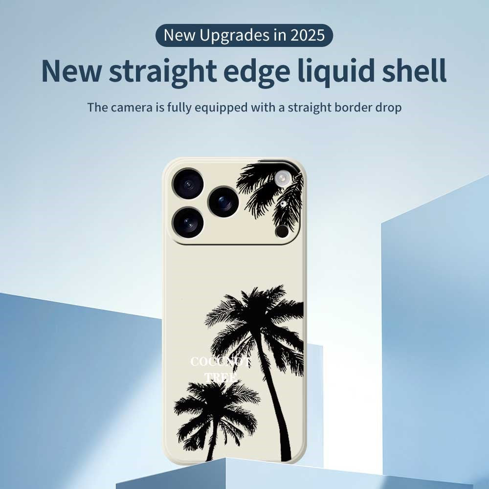 For iPhone 17 Pro Max Case Coconut Tree Pattern Printing Straight Edge TPU Phone Back Cover - Purple