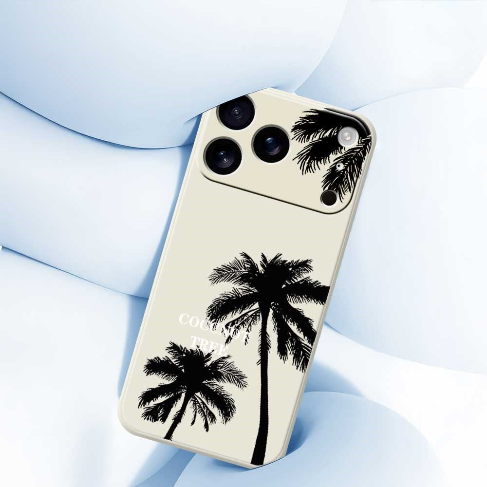 For iPhone 17 Pro Max Case Coconut Tree Pattern Printing Straight Edge TPU Phone Back Cover - Purple