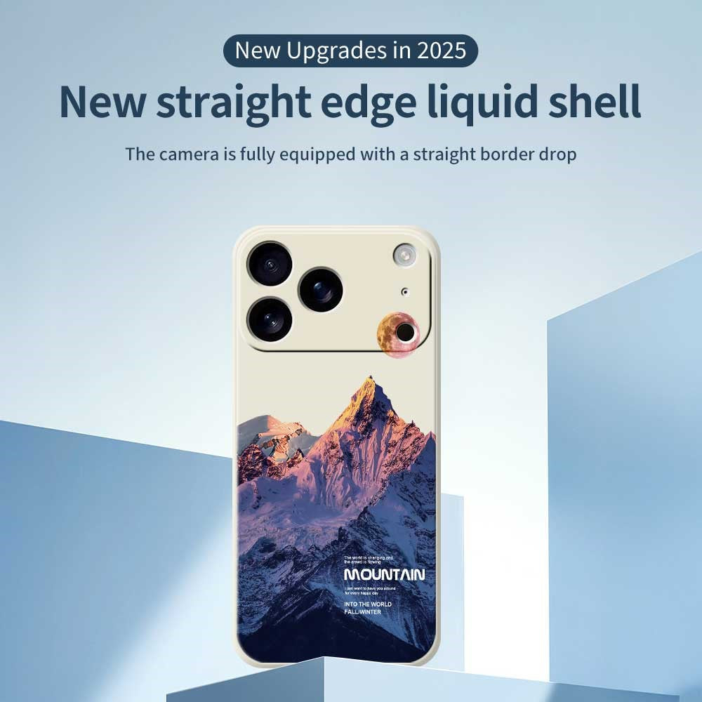 For iPhone 17 Pro Max Case Blue Snow Mountain Pattern Printing Straight Edge TPU Phone Back Cover - Green