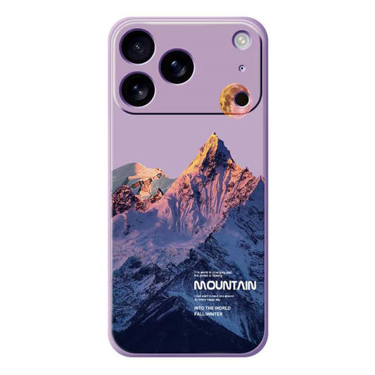 For iPhone 17 Pro Max Case Blue Snow Mountain Pattern Printing Straight Edge TPU Phone Back Cover - Purple