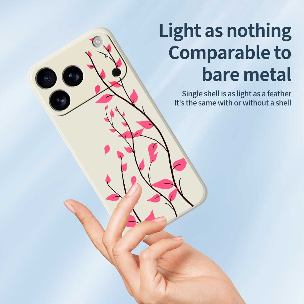 For iPhone 17 Pro Max Case Red Leaves Pattern Printing Straight Edge TPU Phone Back Cover - Green