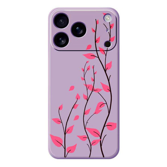 For iPhone 17 Pro Max Case Red Leaves Pattern Printing Straight Edge TPU Phone Back Cover - Purple