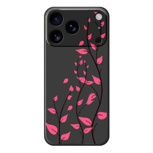 For iPhone 17 Pro Max Case Red Leaves Pattern Printing Straight Edge TPU Phone Back Cover - Black