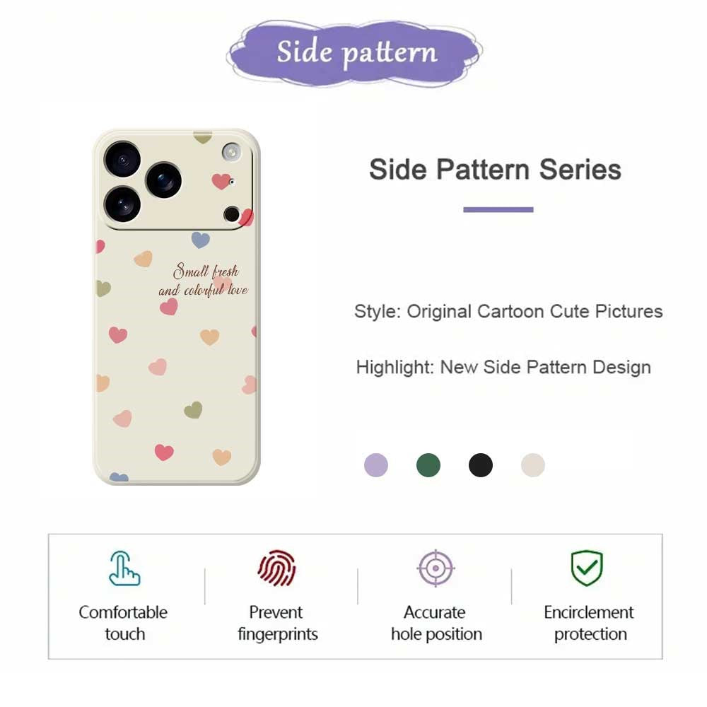 For iPhone 17 Pro Max Case Colorful Love Pattern Printing Straight Edge TPU Phone Back Cover - Green