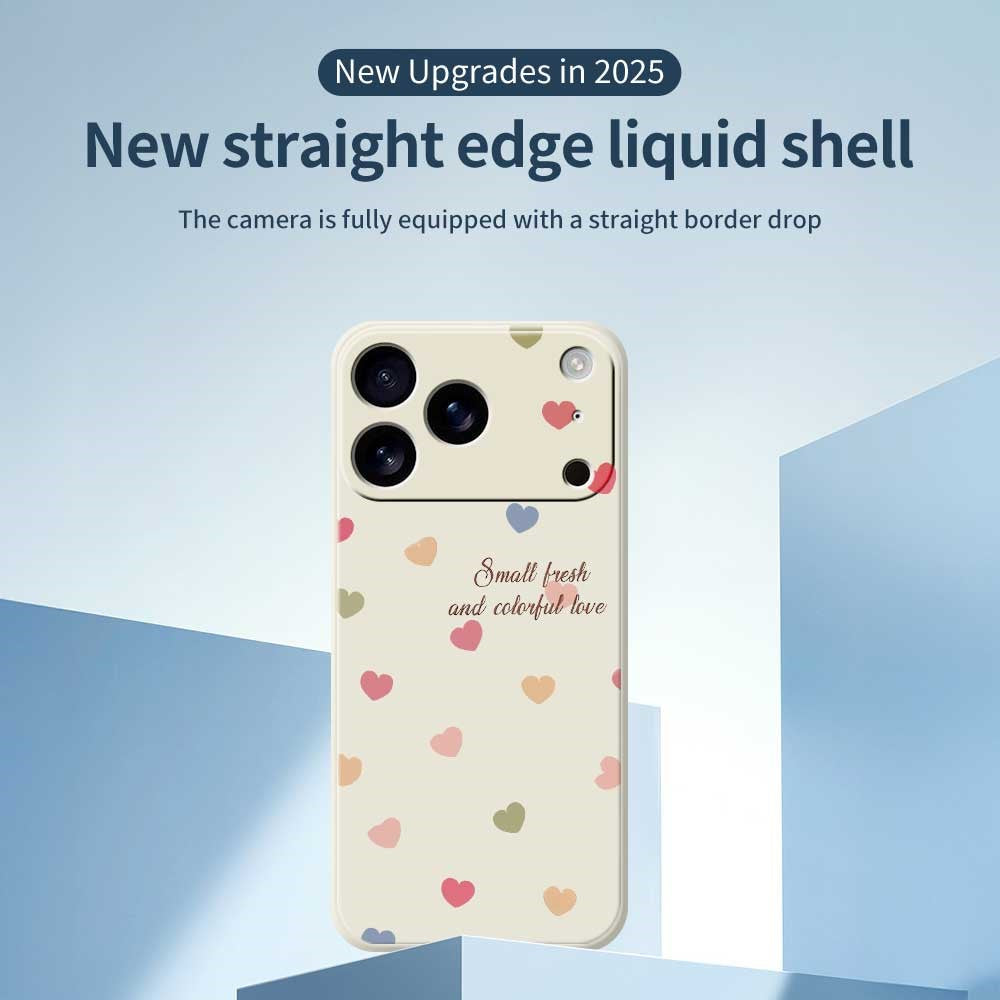 For iPhone 17 Pro Max Case Colorful Love Pattern Printing Straight Edge TPU Phone Back Cover - Green