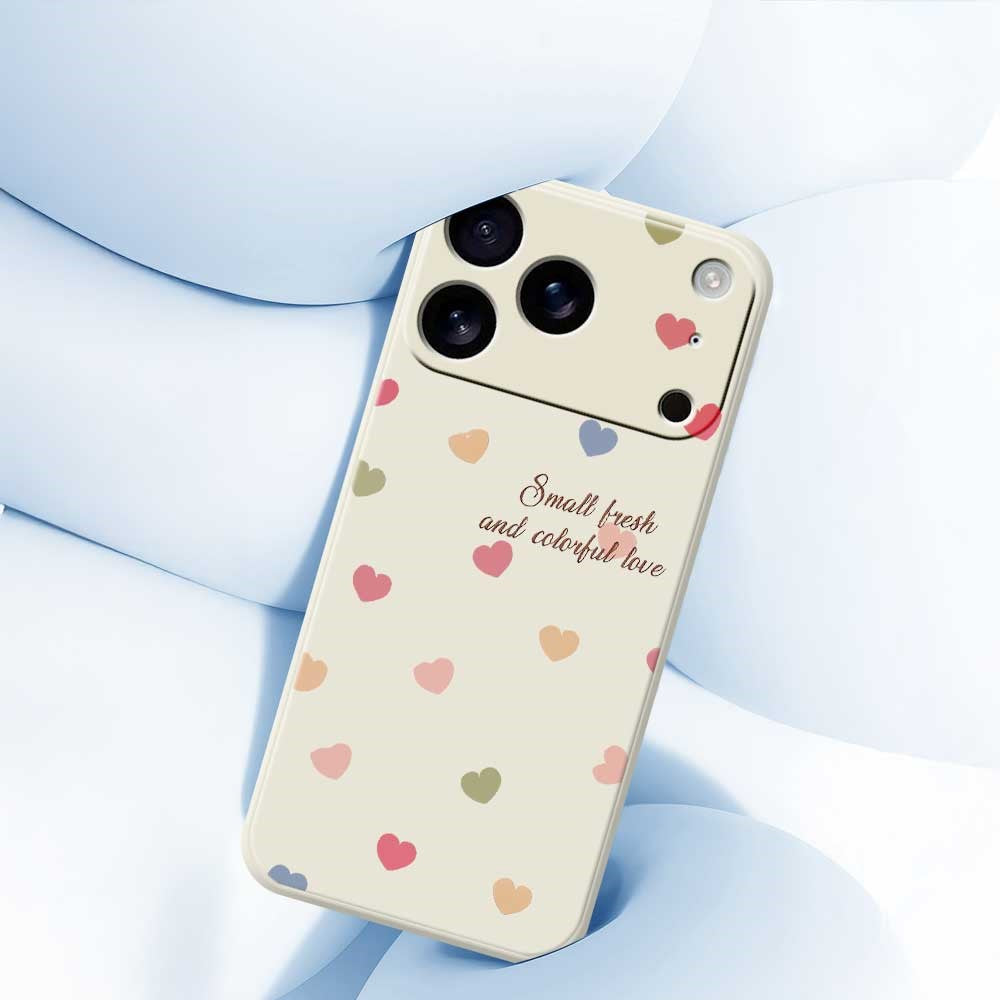For iPhone 17 Pro Max Case Colorful Love Pattern Printing Straight Edge TPU Phone Back Cover - Green