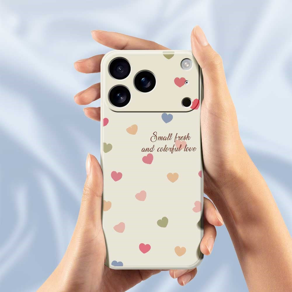 For iPhone 17 Pro Max Case Colorful Love Pattern Printing Straight Edge TPU Phone Back Cover - Green