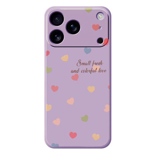 For iPhone 17 Pro Max Case Colorful Love Pattern Printing Straight Edge TPU Phone Back Cover - Purple