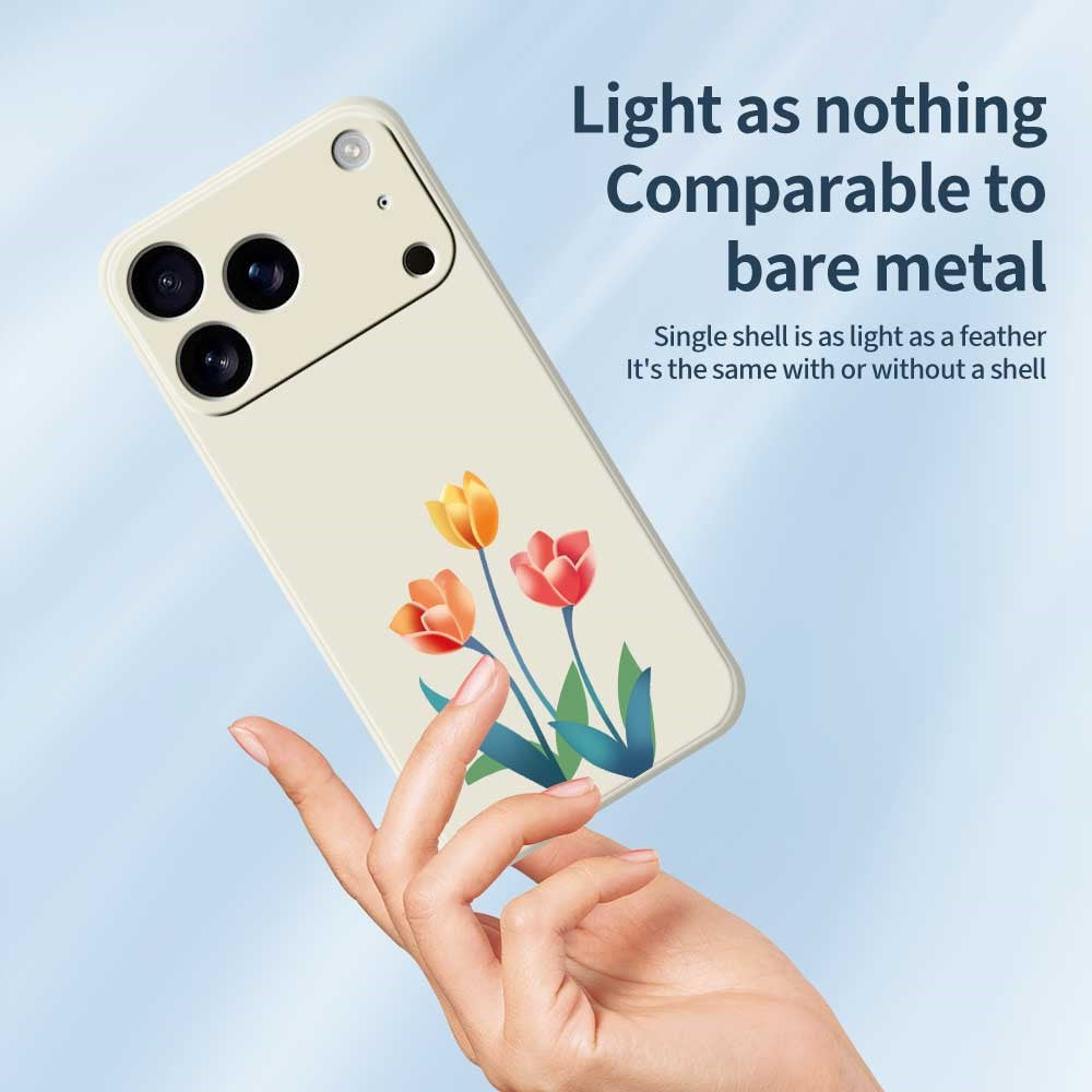 For iPhone 17 Pro Max Case Three Flowers Pattern Printing Straight Edge TPU Phone Back Cover - Green