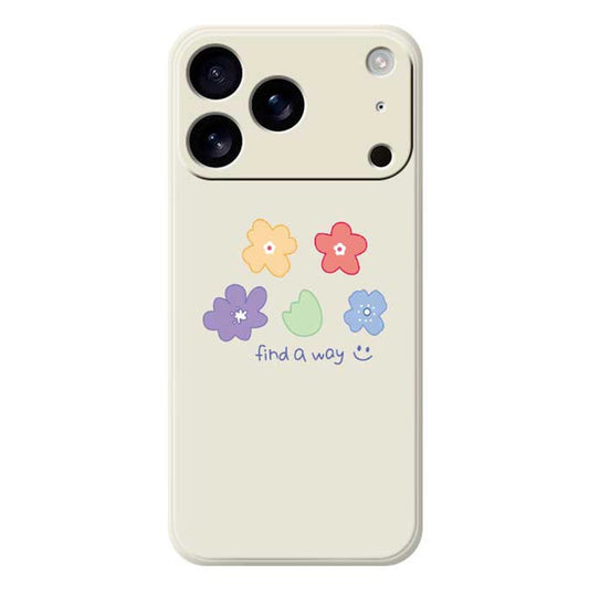For iPhone 17 Pro Max Case Five Colors Flowers Pattern Printing Straight Edge TPU Phone Back Cover - Beige