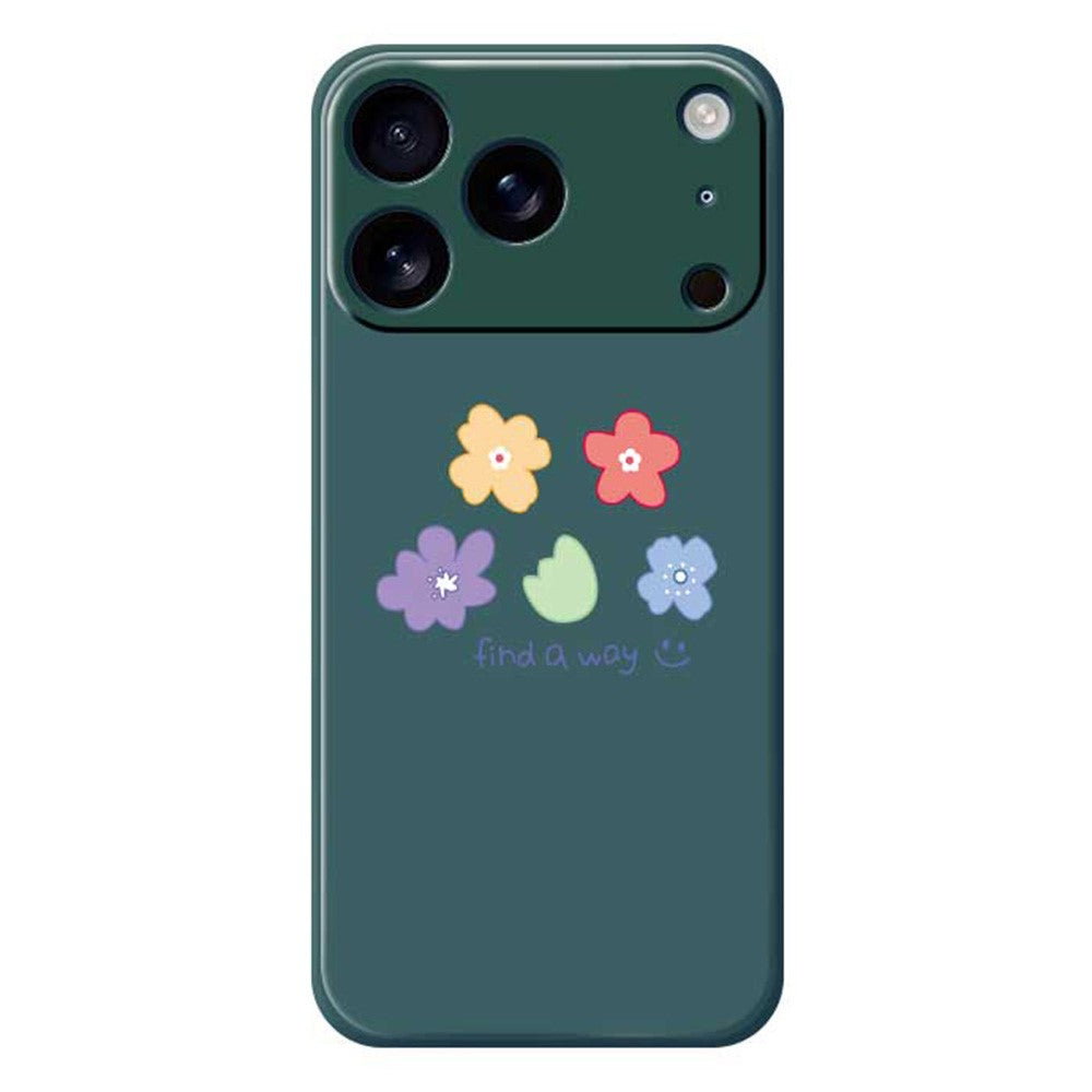 For iPhone 17 Pro Max Case Five Colors Flowers Pattern Printing Straight Edge TPU Phone Back Cover - Green