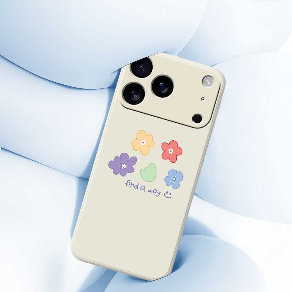 For iPhone 17 Pro Max Case Five Colors Flowers Pattern Printing Straight Edge TPU Phone Back Cover - Black
