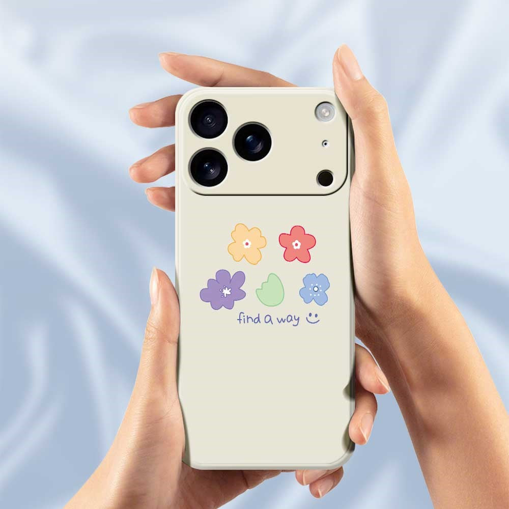For iPhone 17 Pro Max Case Five Colors Flowers Pattern Printing Straight Edge TPU Phone Back Cover - Black