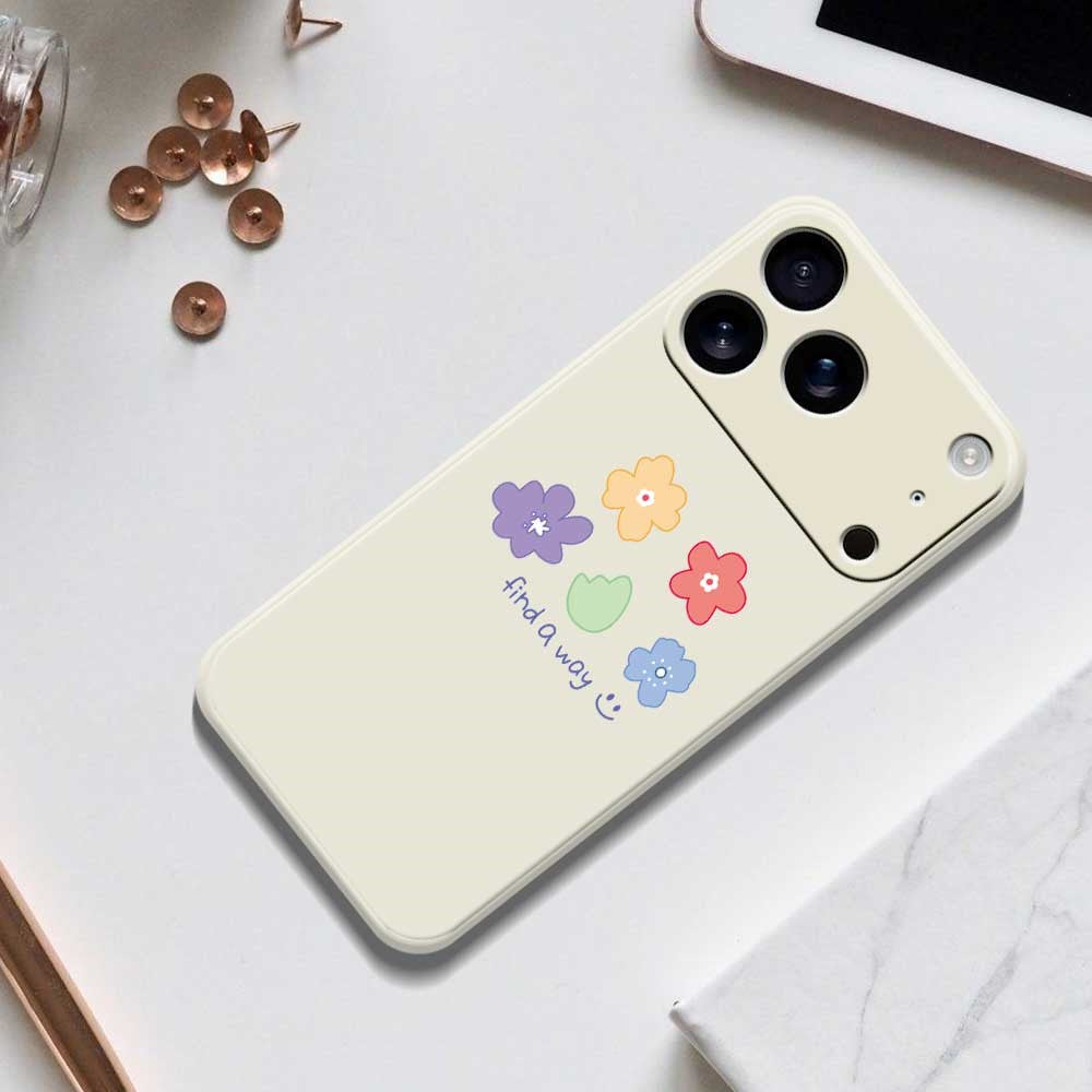 For iPhone 17 Pro Max Case Five Colors Flowers Pattern Printing Straight Edge TPU Phone Back Cover - Black