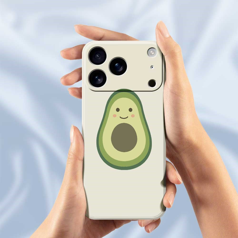 For iPhone 17 Pro Max Case Cute Avocado Pattern Printing Straight Edge TPU Phone Back Cover - Beige