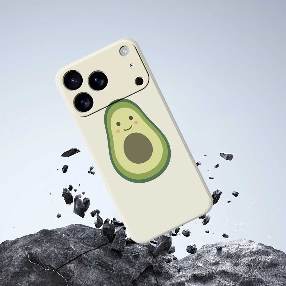 For iPhone 17 Pro Max Case Cute Avocado Pattern Printing Straight Edge TPU Phone Back Cover - Beige