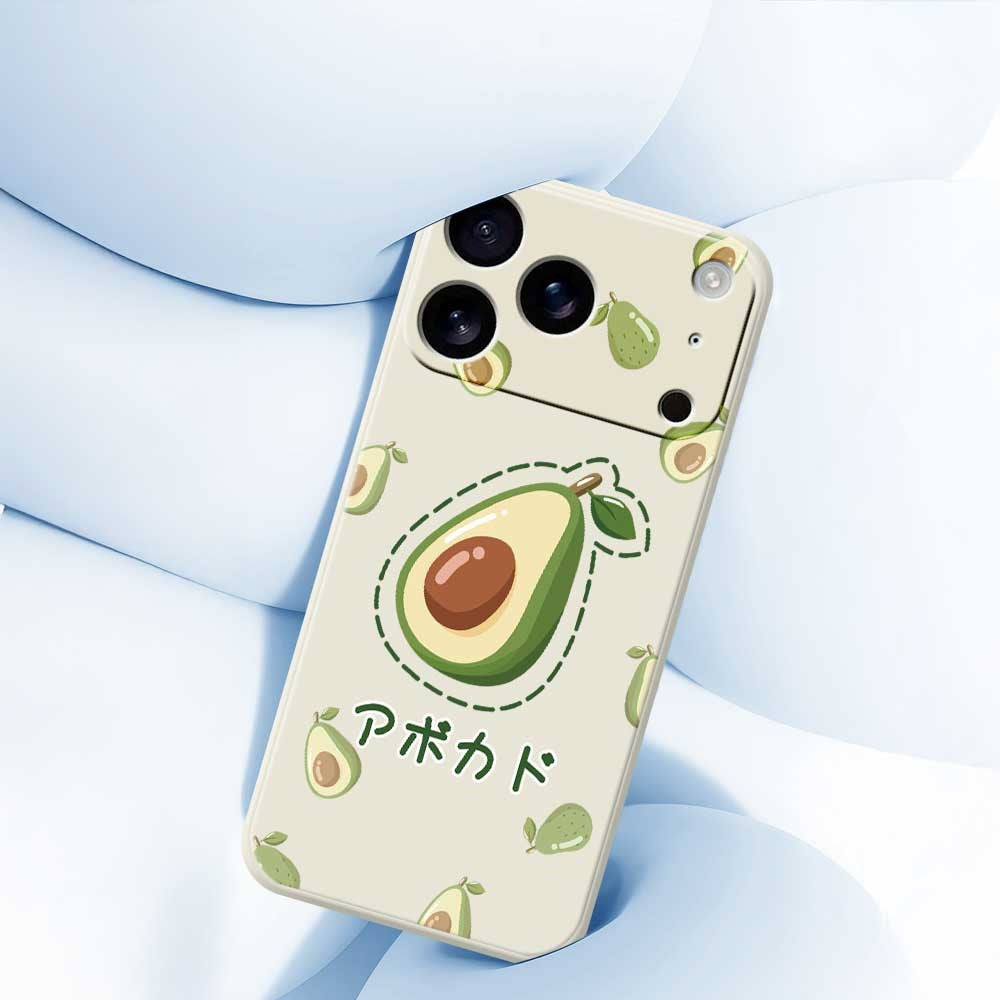 For iPhone 17 Pro Max Case Avocados Pattern Printing Straight Edge TPU Phone Back Cover - Black