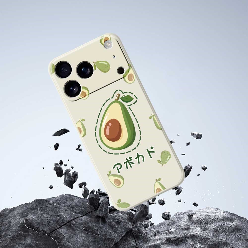 For iPhone 17 Pro Max Case Avocados Pattern Printing Straight Edge TPU Phone Back Cover - Black