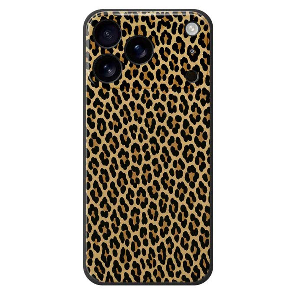 For iPhone 17 Pro Max Case Leopard Print Pattern Printing Straight Edge TPU Phone Back Cover - Black