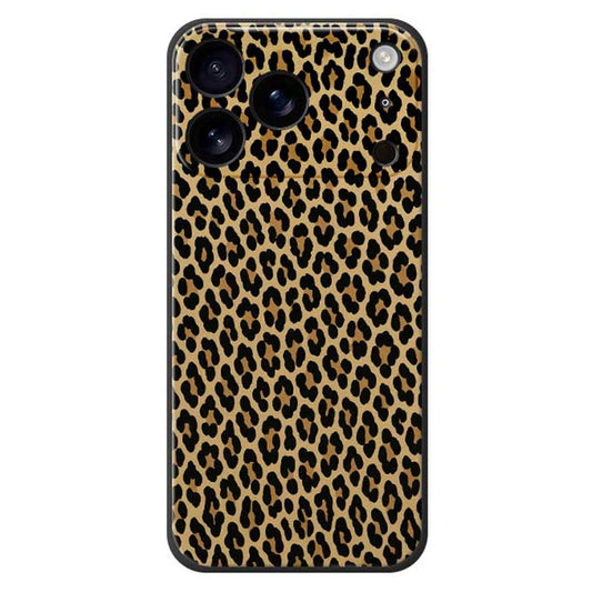 For iPhone 17 Pro Max Case Leopard Print Pattern Printing Straight Edge TPU Phone Back Cover - Black