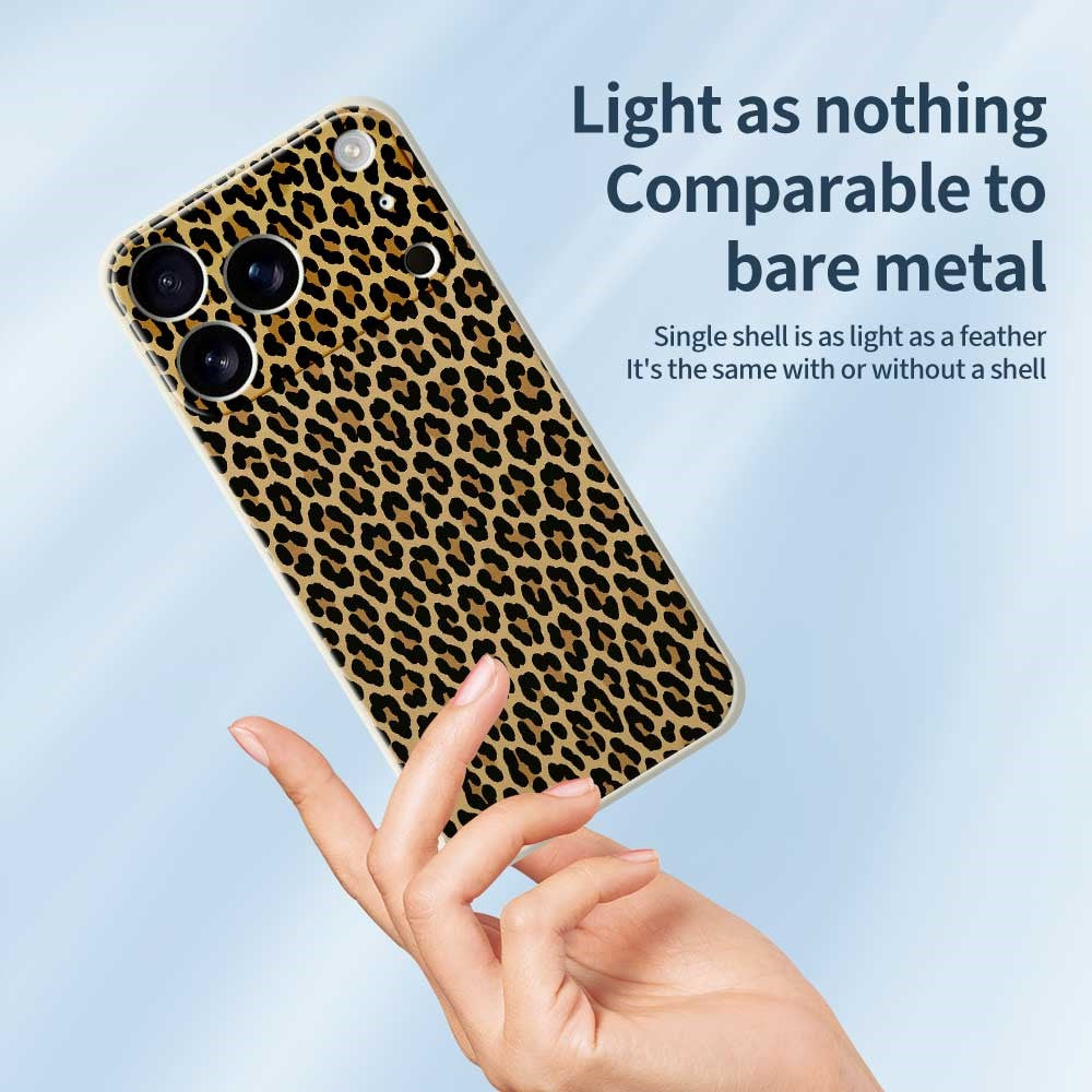 For iPhone 17 Pro Max Case Leopard Print Pattern Printing Straight Edge TPU Phone Back Cover - Black