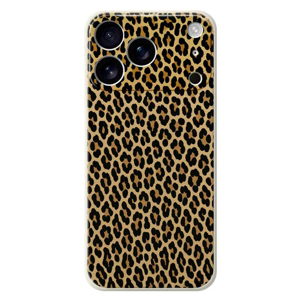 For iPhone 17 Pro Max Case Leopard Print Pattern Printing Straight Edge TPU Phone Back Cover - Beige